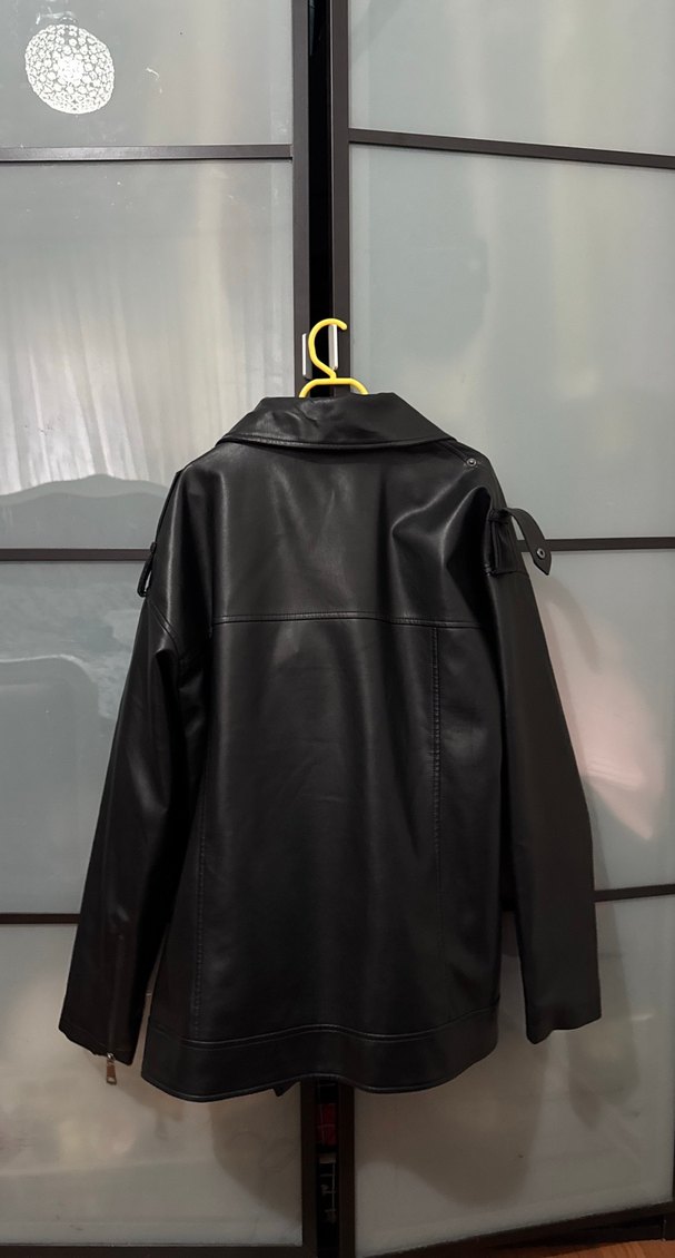 Kadın Siyah Deri Biker Ceket - Görsel 2