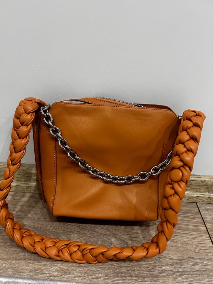 Bej Deri Zincir Detaylı Kadın Çanta - Görsel 2
