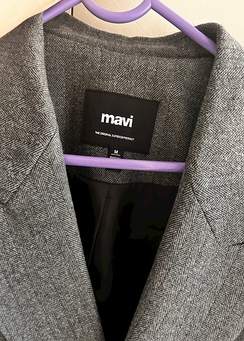 Gri Kadın Düğmeli Yün Blazer Ceket - Görsel 2