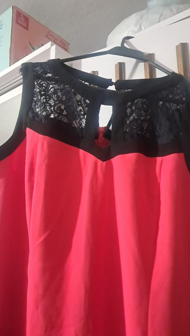 Kırmızı Straplez Midi Abiye Elbise - Görsel 2