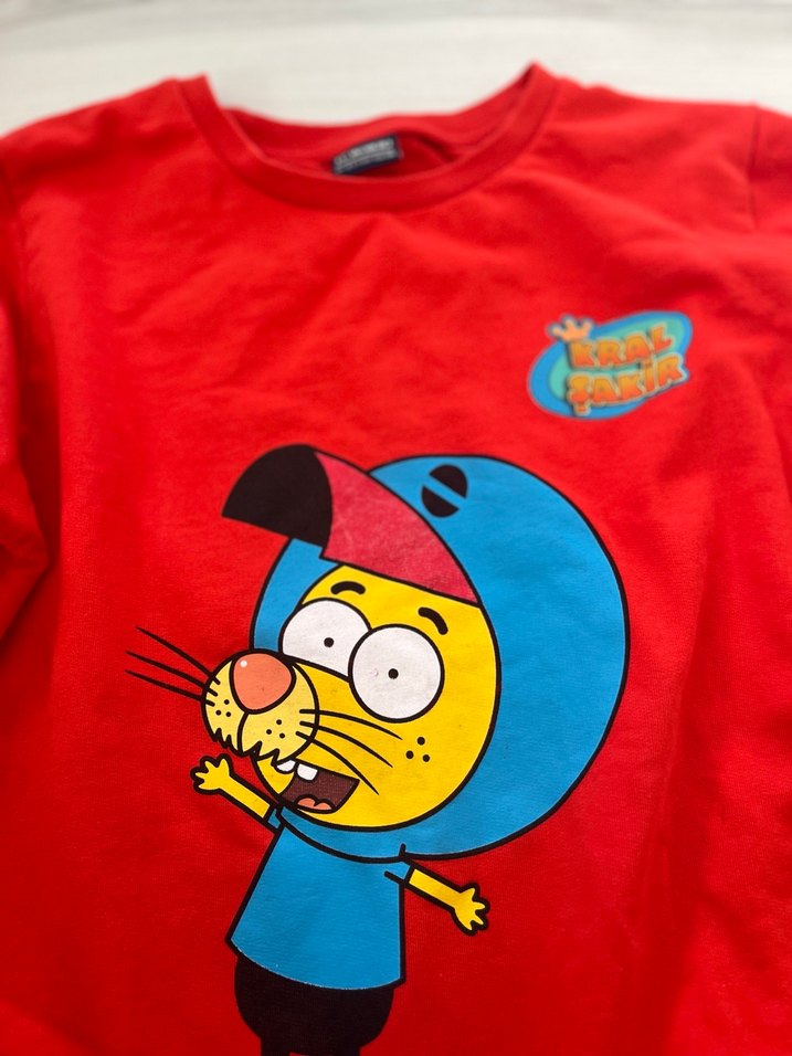 Renkli Baskılı Kırmızı Erkek Sweatshirt - Görsel 2