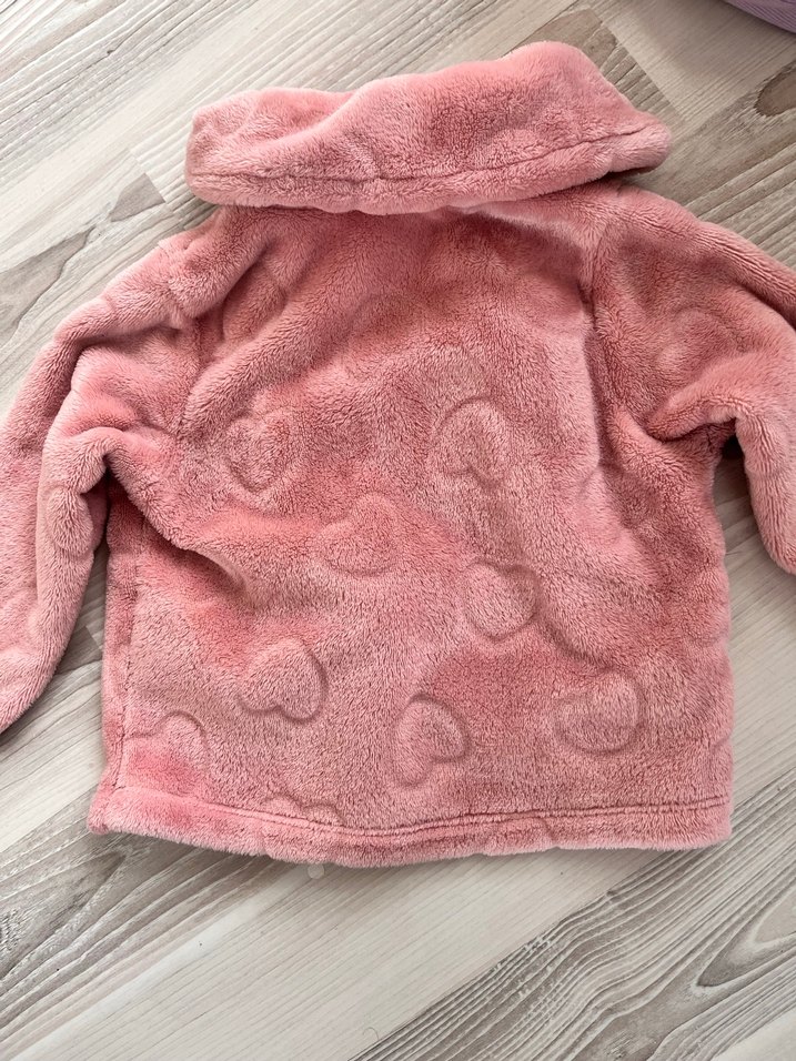 Düğmeli Pudra Pembe Kız Çocuk Peluş Ceket - Görsel 3