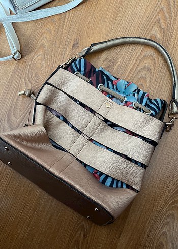 Bohem Zebra Desenli Bej Deri Kadın Çanta - Görsel 3