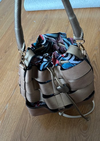 Bohem Zebra Desenli Bej Deri Kadın Çanta - Görsel 6