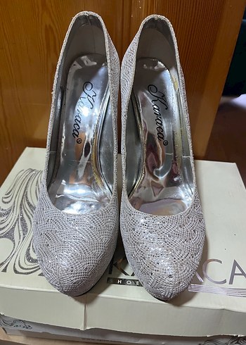 Gri Yılan Desenli Platform Topuklu Kadın Ayakkabı - Görsel 7