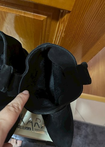 Siyah Süet Tokalı Blok Topuklu Kadın Bot - Görsel 6