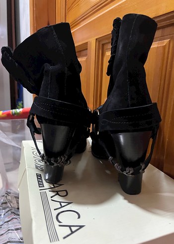 Siyah Süet Tokalı Blok Topuklu Kadın Bot - Görsel 8