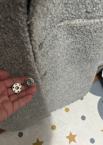 Gri Kabarık Dokulu Kadın Kaban - Görsel 6