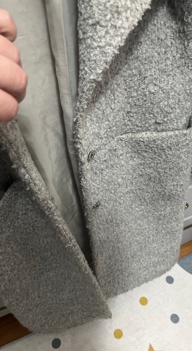 Gri Kabarık Dokulu Kadın Kaban - Görsel 5