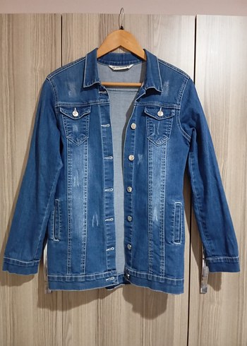 Mavi Düğmeli Kadın Denim Ceket
