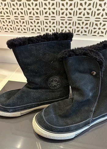 Converse Siyah Suet Kurklu Kadin Bot
