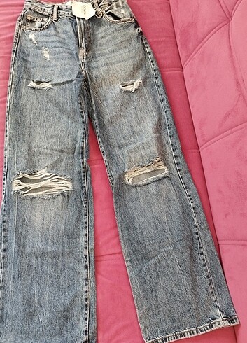Bershka denim 90's mavi Jean pantolon - Görsel 8