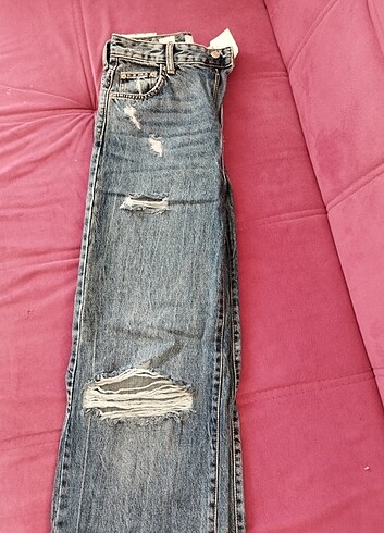 Bershka denim 90's mavi Jean pantolon - Görsel 12