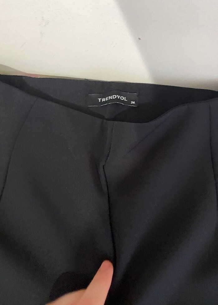 Siyah İspanyol paça kumaş pantolon - Görsel 3