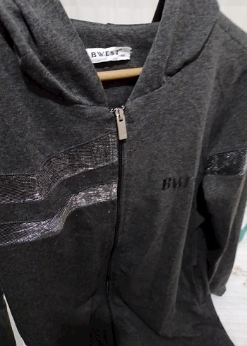 Gri Fermuarlı  Sweatshirt - Görsel 8