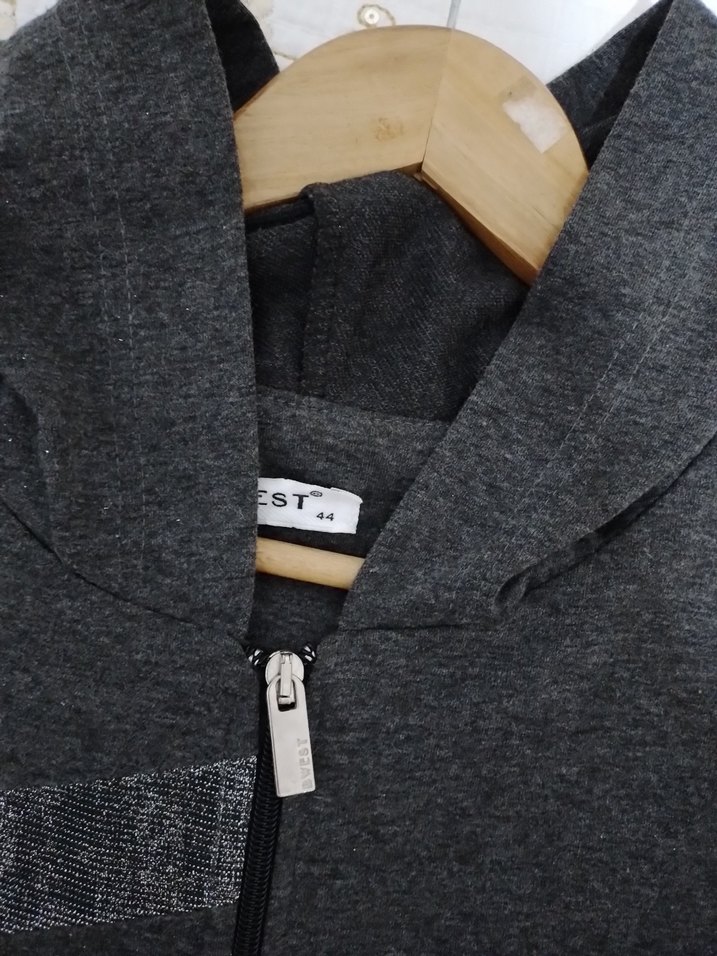 Gri Fermuarlı  Sweatshirt - Görsel 4