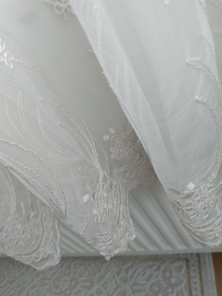 Nakışlı Beyaz tül - Görsel 5