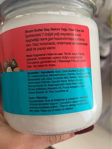 Diğer Boom Butter saç bakım yağı