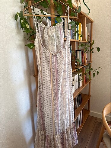 xs Beden Askılı Bohem Tarz Yazlık Maxi Elbise