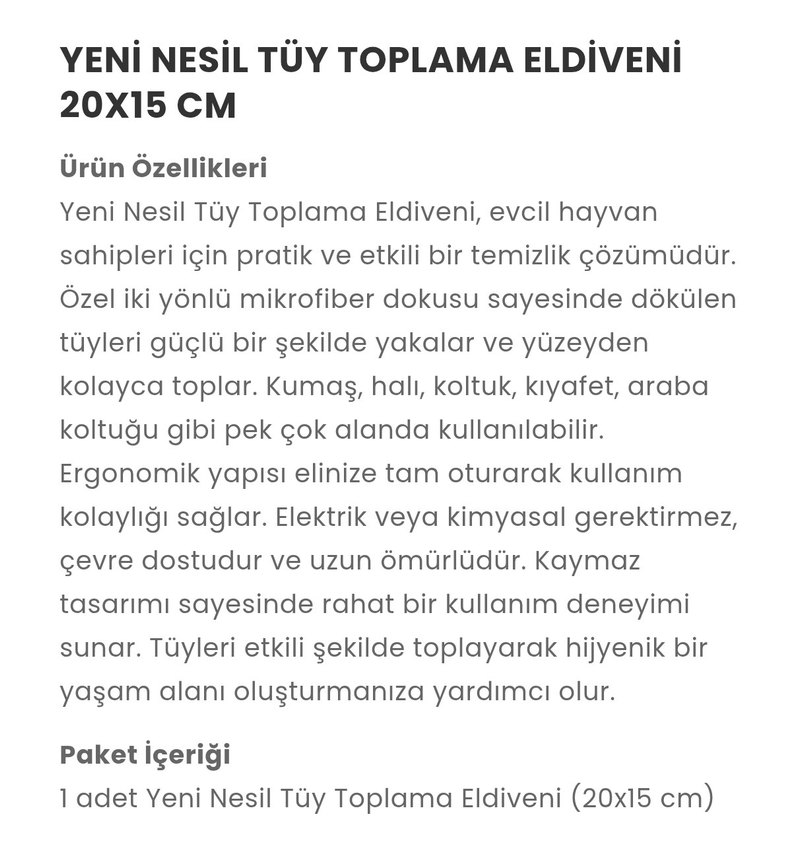 Yeni nesil Tüyü Toplayıcı Eldiven 20X15 cm - Görsel 5
