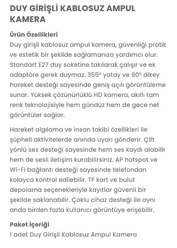duy girişli kablosuz ampul kamera - Görsel 4
