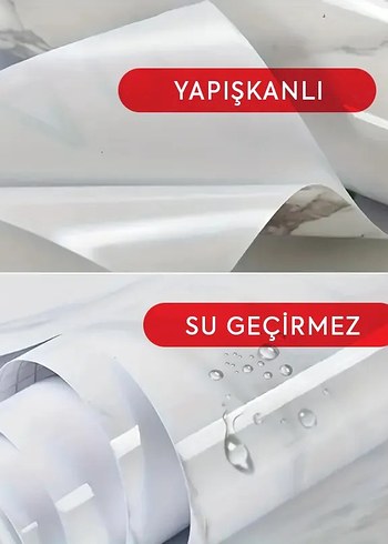 Beden Renk Beyaz Gri Mermer Desenli Yapışkanlı Folyo