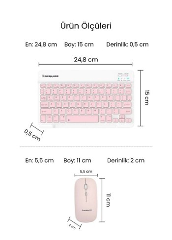 Pastel Pembe Kablosuz Klavye ve Mouse Seti - Görsel 3