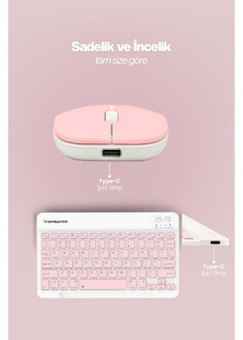 Pastel Pembe Kablosuz Klavye ve Mouse Seti - Görsel 6
