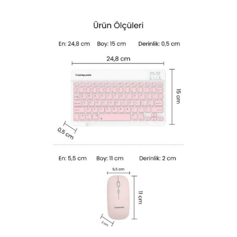 Pastel Pembe Kablosuz Klavye ve Mouse Seti - Görsel 3