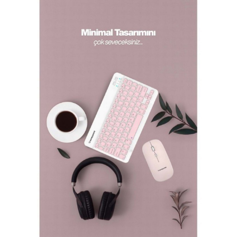 Pastel Pembe Kablosuz Klavye ve Mouse Seti - Görsel 2