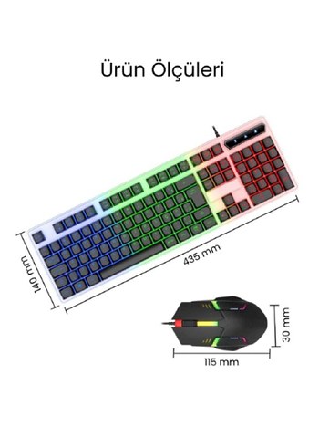 KABLOLU IŞIKLI GAMING STANDART TÜRKÇE Q KLAVYE VE MOUSE SETİ - Görsel 3