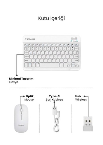 Kablosuz Beyaz Klavye ve Mouse Seti - Görsel 4