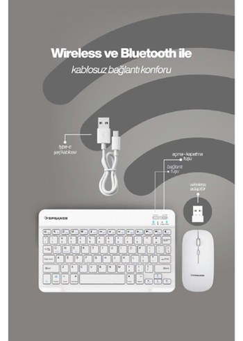 Kablosuz Beyaz Klavye ve Mouse Seti - Görsel 7