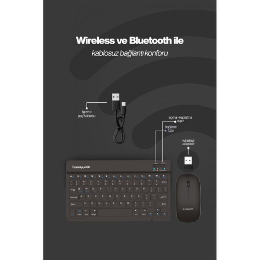 Kablosuz Siyah Klavye ve Mouse Seti - Görsel 3