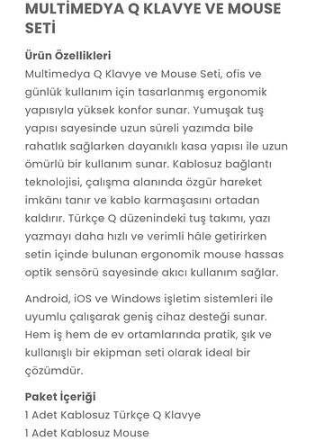 MULTİMEDYA Q KLAVYE VE MOUSE SETİ - Görsel 5