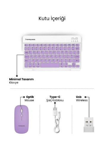 Kablosuz Mor Klavye ve Mouse Seti - Görsel 3