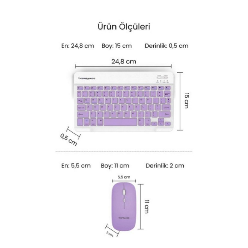 Kablosuz Mor Klavye ve Mouse Seti - Görsel 5