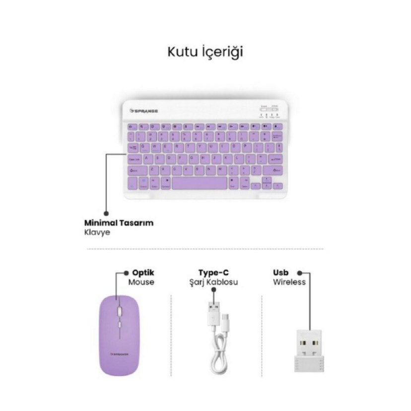 Kablosuz Mor Klavye ve Mouse Seti - Görsel 3