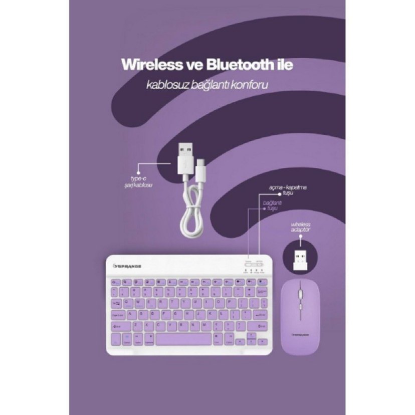 Kablosuz Mor Klavye ve Mouse Seti - Görsel 2