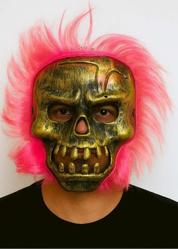 Renkli Tüylü Kuru Kafa Maskesi - Görsel 2