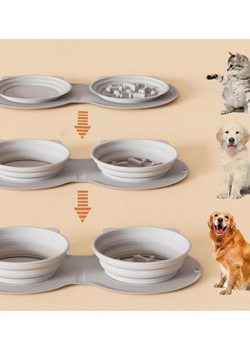 Mikopet Katlanabilir İkili Mama ve Su Kabı - Görsel 3