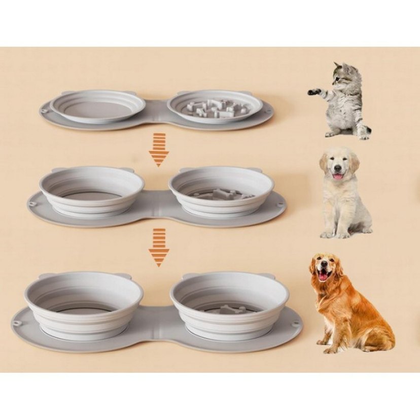 Mikopet Katlanabilir İkili Mama ve Su Kabı - Görsel 3