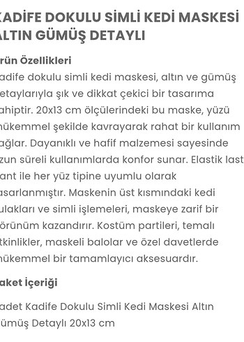 Kedi Figürlü Siyah Parlak Maske - Görsel 2