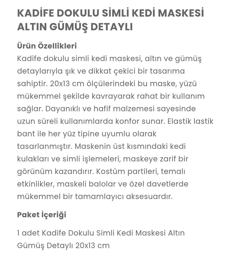 Kedi Figürlü Siyah Parlak Maske - Görsel 2