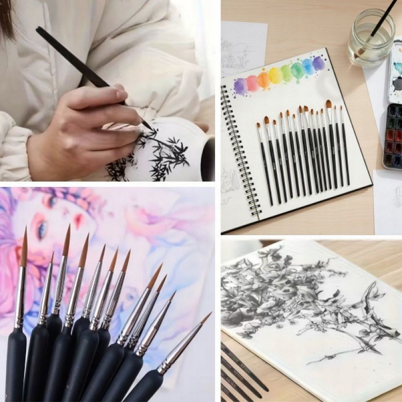 10 ADET HOBİ VE ARABA İNCE DETAY RÖTUŞ FIRÇA SETİ - Görsel 4