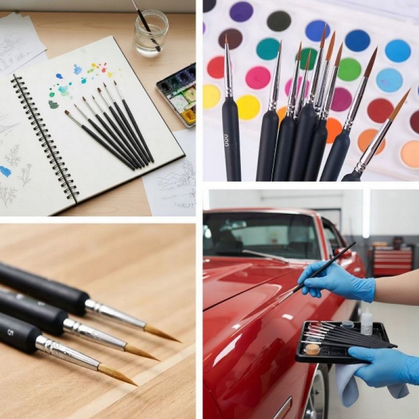 10 ADET HOBİ VE ARABA İNCE DETAY RÖTUŞ FIRÇA SETİ - Görsel 2