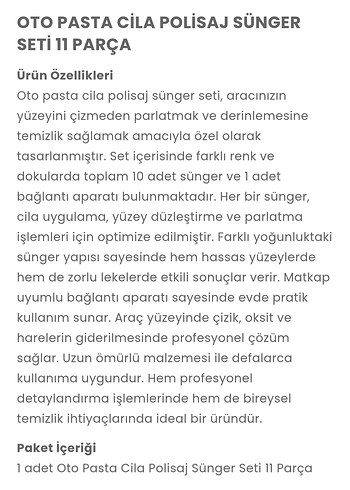 oto pasta cila polisaj süngeri seti 11 parça - Görsel 6