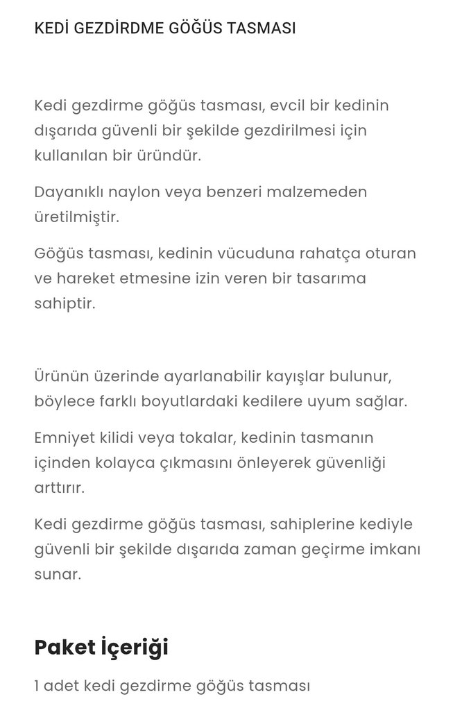 Kedi gezdirme Göğüs Tasması - Görsel 4