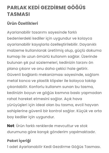Ayarlanabilir Renkli Kedi Göğüs Tasması Seti - Görsel 6