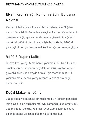 decohandy 40 cm elyaflı Yumuşak  Kedi ve küçük köpek Yatağı - Görsel 3